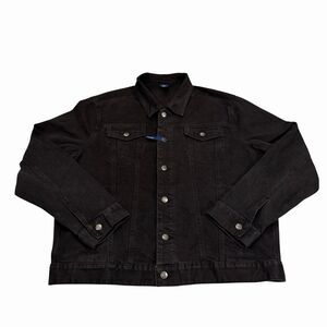 George Jacket Trucker Mens XL Black Denim Stretch Pockets Adjustable NWOT